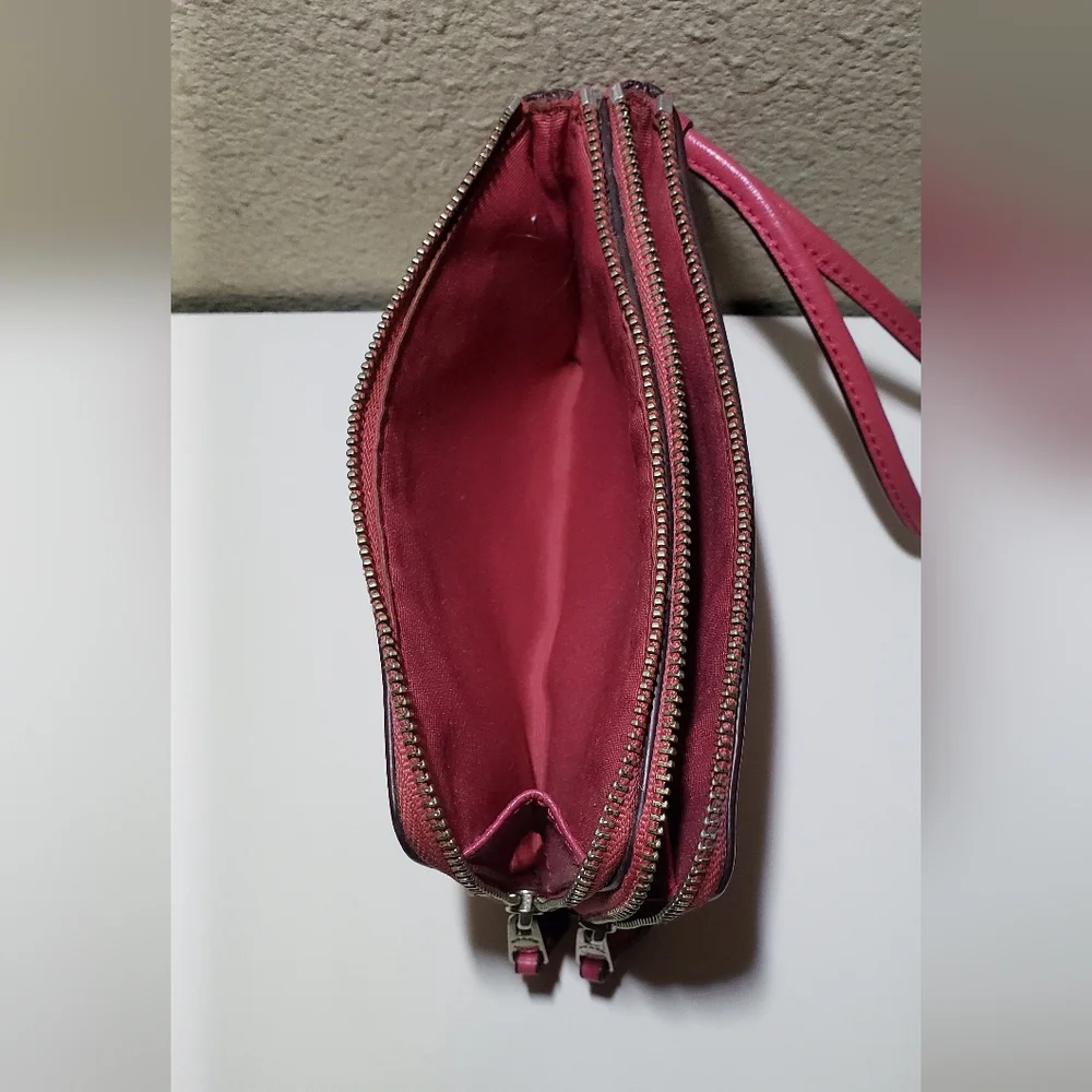 Coach Poppy Pink Zippered Wristlet - Picture 7 of 13